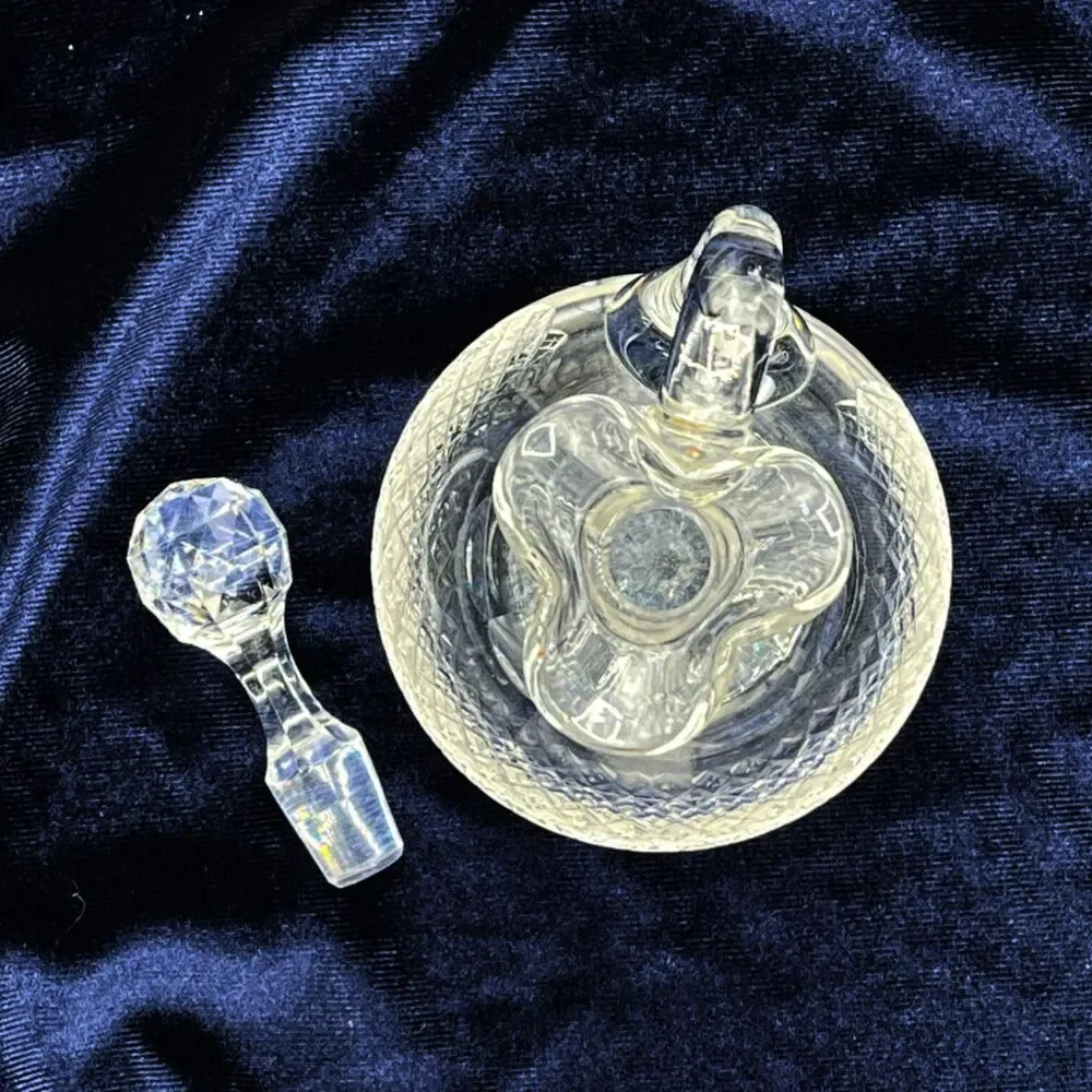 Vintage Lead Crystal Cruet Decanter Mid-Century Diamond-Point Cut Pattern 6.5